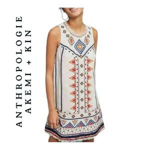 1830. ANTHROPOLOGIE AKEMI + KIN REAGAN EMBROIDERED SHIFT‎ DRESS SIZE 0 COLORFUL